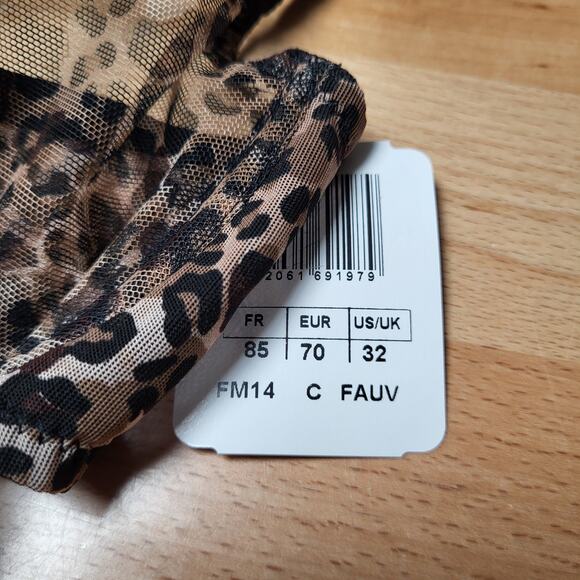 Aubade Paris Nudessence Sheer Leopard Print 32C Half Cup & Briefs Size XS NWT - Picture 7 of 11